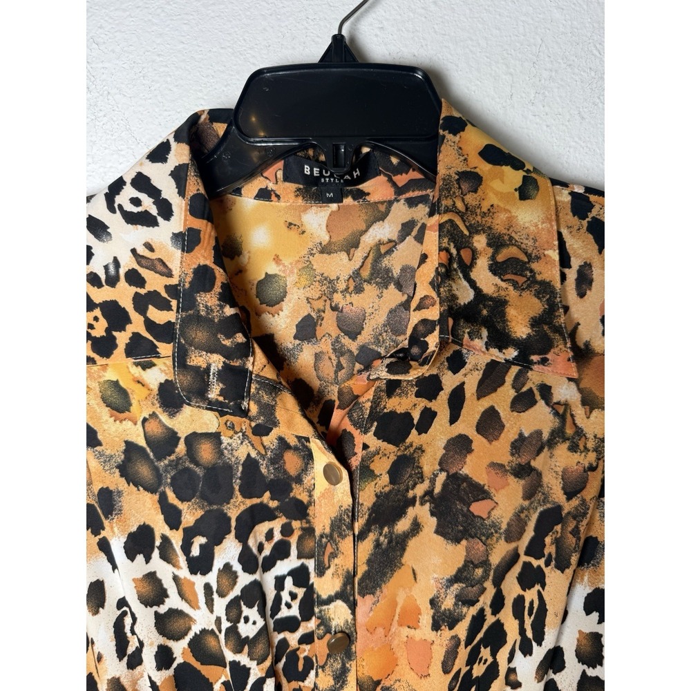 Beulah Style Animal Print Ruffle Tiered Long Sleeve Dress  Size Med Vacay - Picture 6 of 14